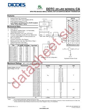 DDTC124XCA-7-F datasheet  